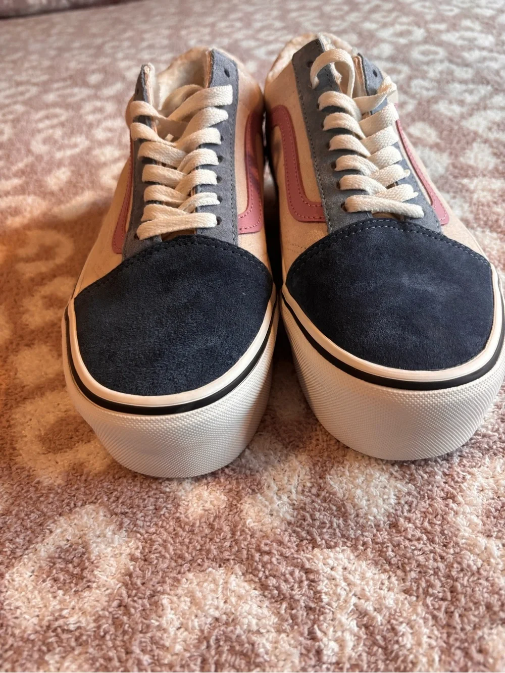 Vans Old Skool womens Pink, Navy & Cream Platform Sneakers